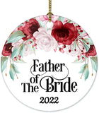 Father Of The Bride Ornament Gift Daughter Wedding Dance Rehearsal Gift Bride'S Party Dad Fathers Day Present First Christmas Newlywed Couple Married Wedding Decor Ceramic Keepsake 3" Flat Porcelain