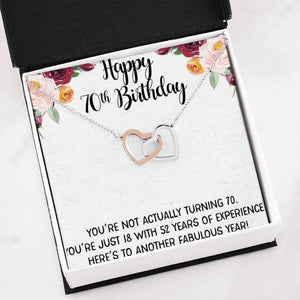 70th Birthday Necklace Interlocking Hearts Necklace Message Card Handmade Jewelry - Personalized Gifts Custom Card