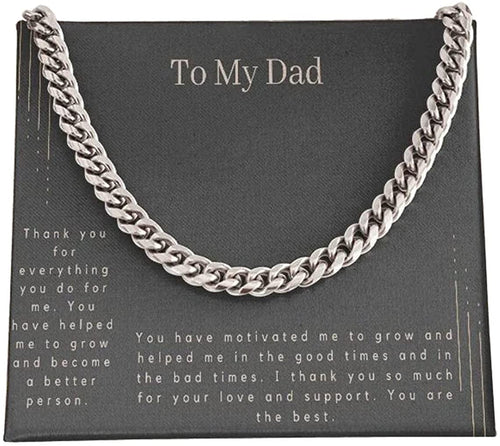 To my Dad Thank You For Everything Cuban Link Chain Necklace For Dad Necklace For Father's Day Gift For Father's Day