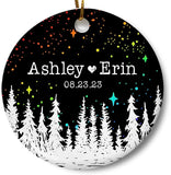 Personalized Couples Christmas Ornament, Newlywed Present, Gift For Girlfriend Boyfriend Wife Husband Spouse Partner, 3 Inch Flat Ceramic Ornament With Gift Box