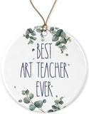 Art Teacher Ornament, Best Ever Christmas Gift For Teacher, Birthday Gift, Anniversary, Ceramic Ornament Printed On Both Sides, White