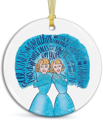 Christmas Movie Ornament, Sisters White Nostalgic Gift For Lovers, Fans Ceramic Ornament Tree Decoration, 2.75 Inches (Smp-Onm-5Nov21-17)