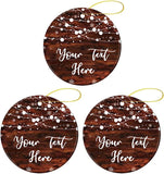 3 Pcs Custom  Christmas Ornaments 2.8" Round - Personalized Name Text Hanging Ornament Decorations For Christmas Tree Party Holiday Home Keepsake Gift For Bride Couple Wedding