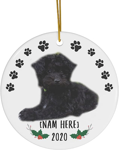 Funny Personalized Name Maltipoo Black Paws Print Frame Gifts  Christmas Tree Ornaments Circle