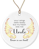 Loss Of Uncle Sympathy Ornament Condolence Gift Idea Uncles Gold Angel Wings Death Anniversary Remembrance Memorial Family Friends Keepsake Decoration Present Porcelain Both Sides, White