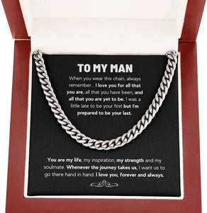 To My Man Necklace, Christmas,  Anniversary,  Birthday Gift To My Man Soulmate Couples Present Necklace, Necklace For Husband, Cuban Link Chain Necklace