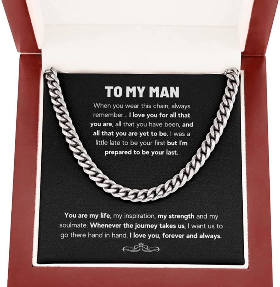 To My Man Necklace, Christmas,  Anniversary,  Birthday Gift To My Man Soulmate Couples Present Necklace, Necklace For Husband, Cuban Link Chain Necklace