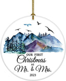 Christmas Ornament Our First Christmas Mr. And Mrs. Gift For Newlywed Couple  Christmas Decorations(Blue As Mr & Mrs)