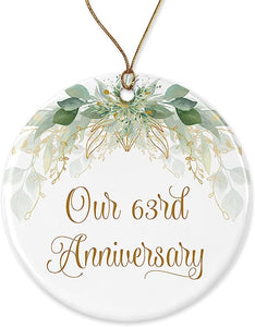 63Rd Christmas Ornament - Wedding Gift For Couple - Parents 63 Years Anniversary Ornament Printed On Both Sides