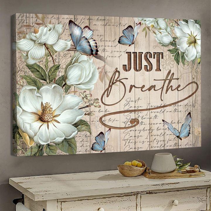 Jesus just breathe butterfly flower - Matte Canvas (1.25
