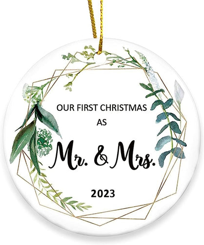 Our First Christmas Married Ornament  As Mr And Mrs Newlywed Unique 1St Bridal Shower Wedding Gifts For Couple Bride And Groom