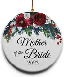 Mother Of The Bride Ceramic Christmas Tree Ornament Collectible Holiday Keepsake 2.875" Round Ornament In Decorative Gift Box With Bow For The Mother Of The Bride!