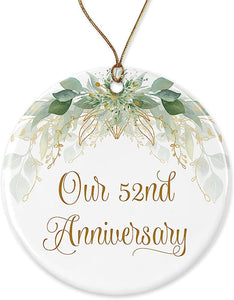 52Nd Christmas Ornament - Wedding Gift For Couple - Parents 52 Years Anniversary Ornament Printed On Both Sides