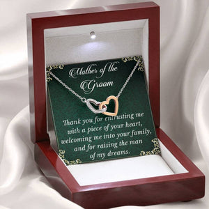 Wedding Necklace Gift, Mother Of The Groom Necklace From Bride,Mother In Law Necklace,Groom'S Mother Interlocking Hearts Necklace, Gift Necklace With Message Card And Gift