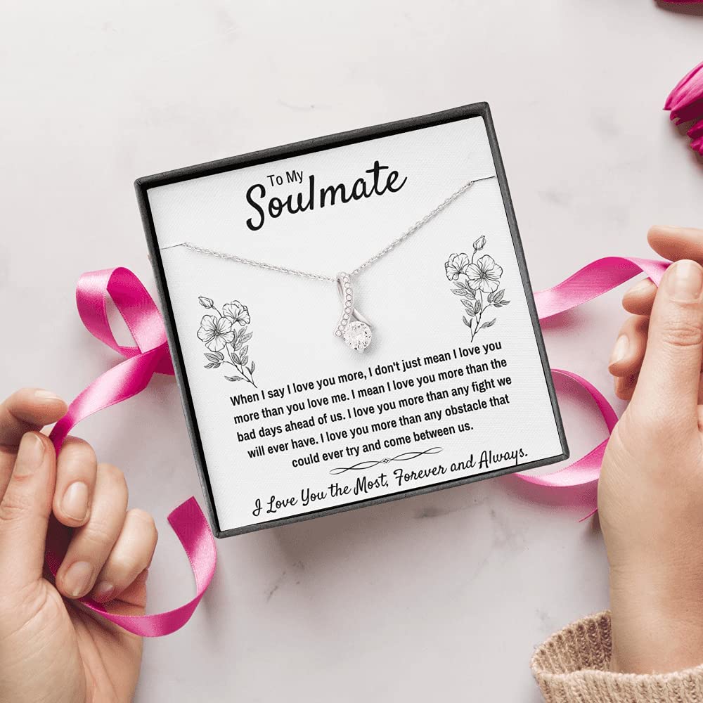To My Soulmate Alluring Beauty Necklace Jewelry Gifts For My Wife Soulmate Girlfriend Love with Message Card Box