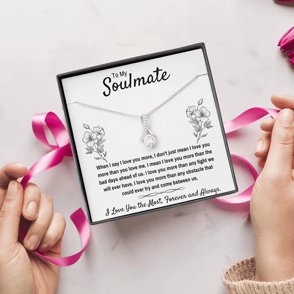 To My Soulmate Alluring Beauty Necklace Jewelry Gifts For My Wife Soulmate Girlfriend Love with Message Card Box