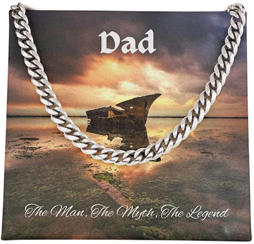 Dad The Man The Myth The Legend Cuban Link Chain Necklace For Dad Necklace For Father's Day Gift For Father's Day