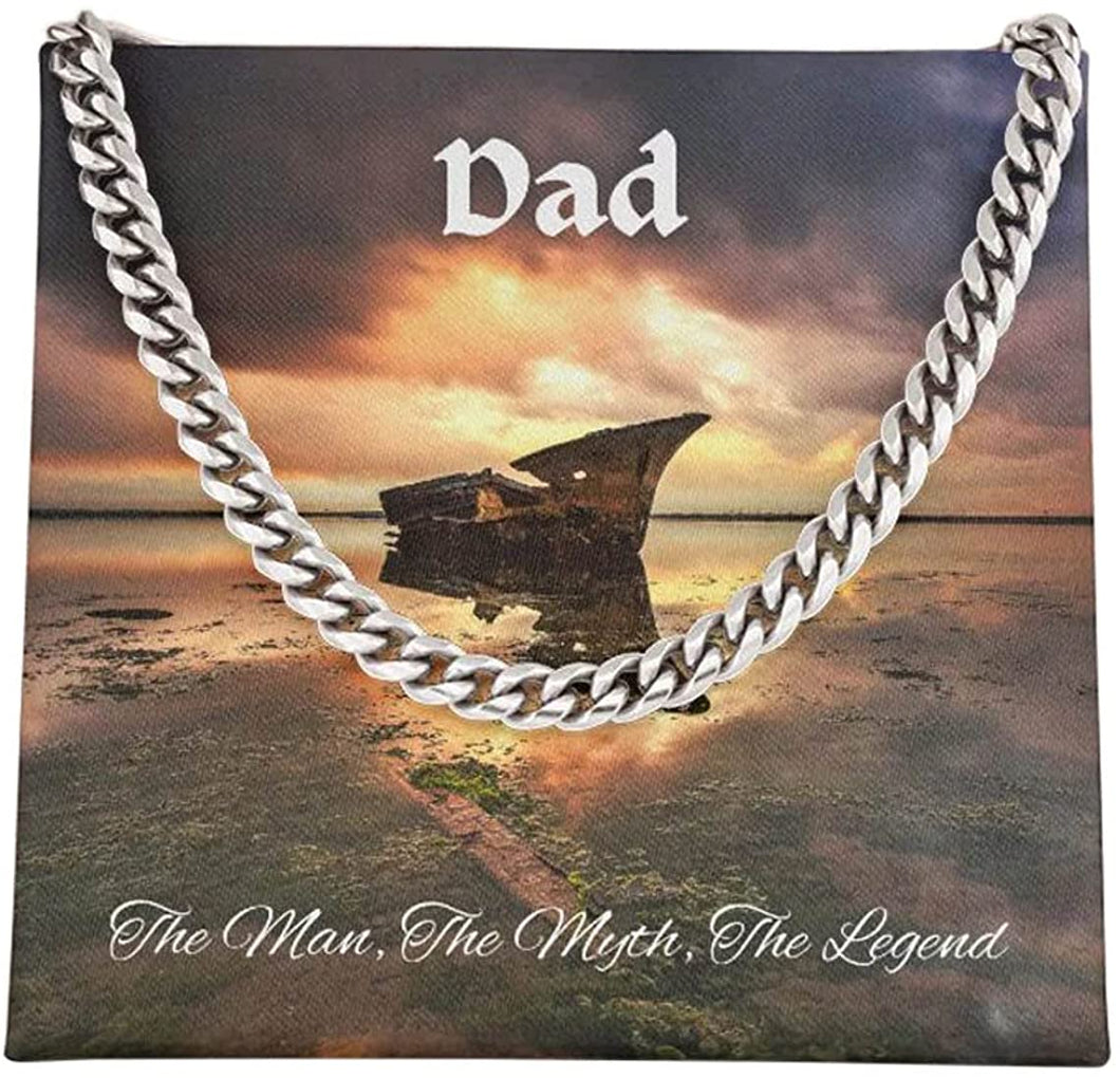 Dad The Man The Myth The Legend Cuban Link Chain Necklace For Dad Necklace For Father's Day Gift For Father's Day