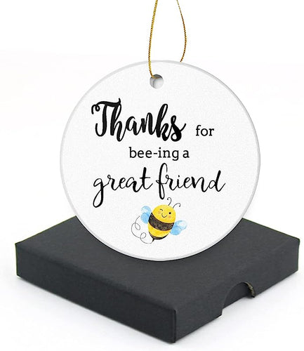 Friendship Gift Christmas Ornament -Thanks For Beeing A Greatfriend Oranment Funny Christmas Tree Ornament Keepsake Thank You Gift For Friend Coworker 3 Inch Xmas Ornament With A Gift Box