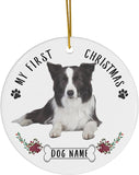 Lovesout Personalized Name Custom Year Border Collie Brown Choco Puppys New Years 2024 Decorations Gifts First  Christmas Tree Ornaments Circle Ceramic