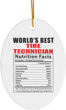 World'S Best Tire Technician Nutritional Facts Gifts  Christmas Tree Ornaments Oval Ceramics