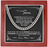 To My Son from Mom Necklace Look Right Beside You - Necklace Gift for Son from Mom, Cuban Chain Necklace for Son,Birthday