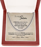 To My Son from Mom Necklace Stand tall even if you fall - Son Jewelry, Cuban Chain Necklace for Son, Mother to Son Gifts