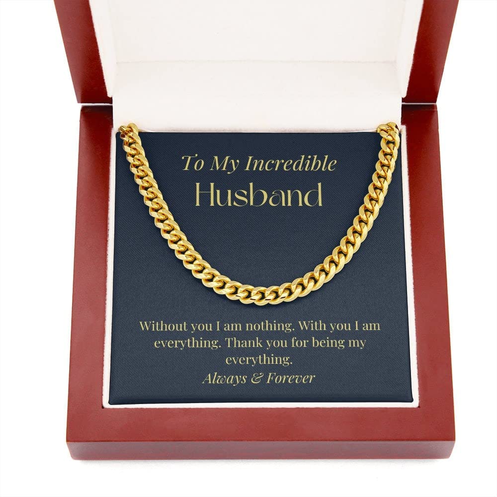 Gifts for Husband Cuban Chain Link Necklace For Husband Valentine's Day Gift For Boyfriend for Anniversary or Wedding t