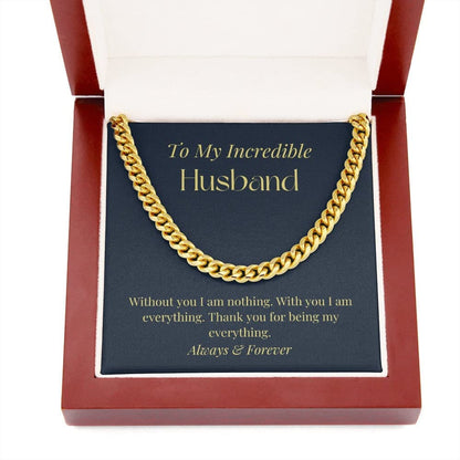 Gifts for Husband Cuban Chain Link Necklace For Husband Valentine's Day Gift For Boyfriend for Anniversary or Wedding t