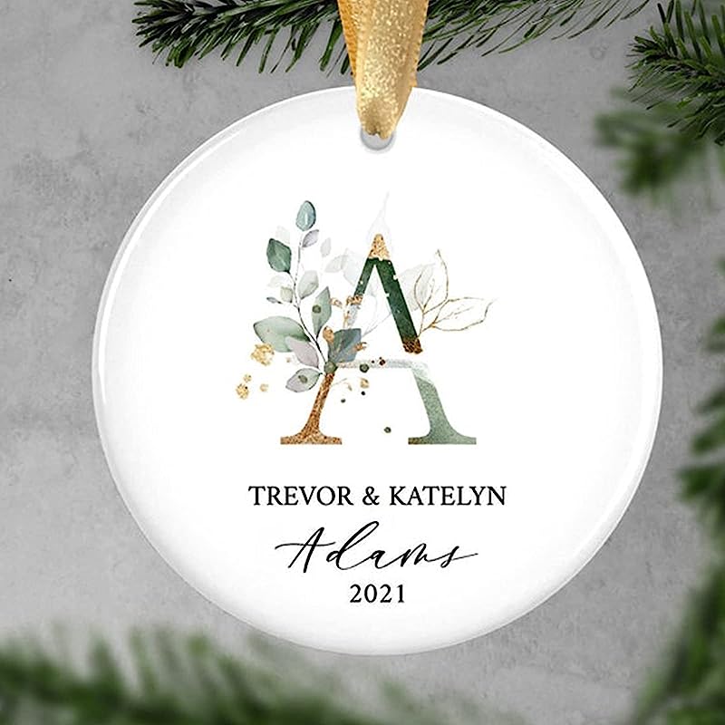 Newlywed Christmas Ornament - Initial Ornament - Wedding Ornament Keepsake - Married Couple Ornaments - Personalized Christmas Keepsake