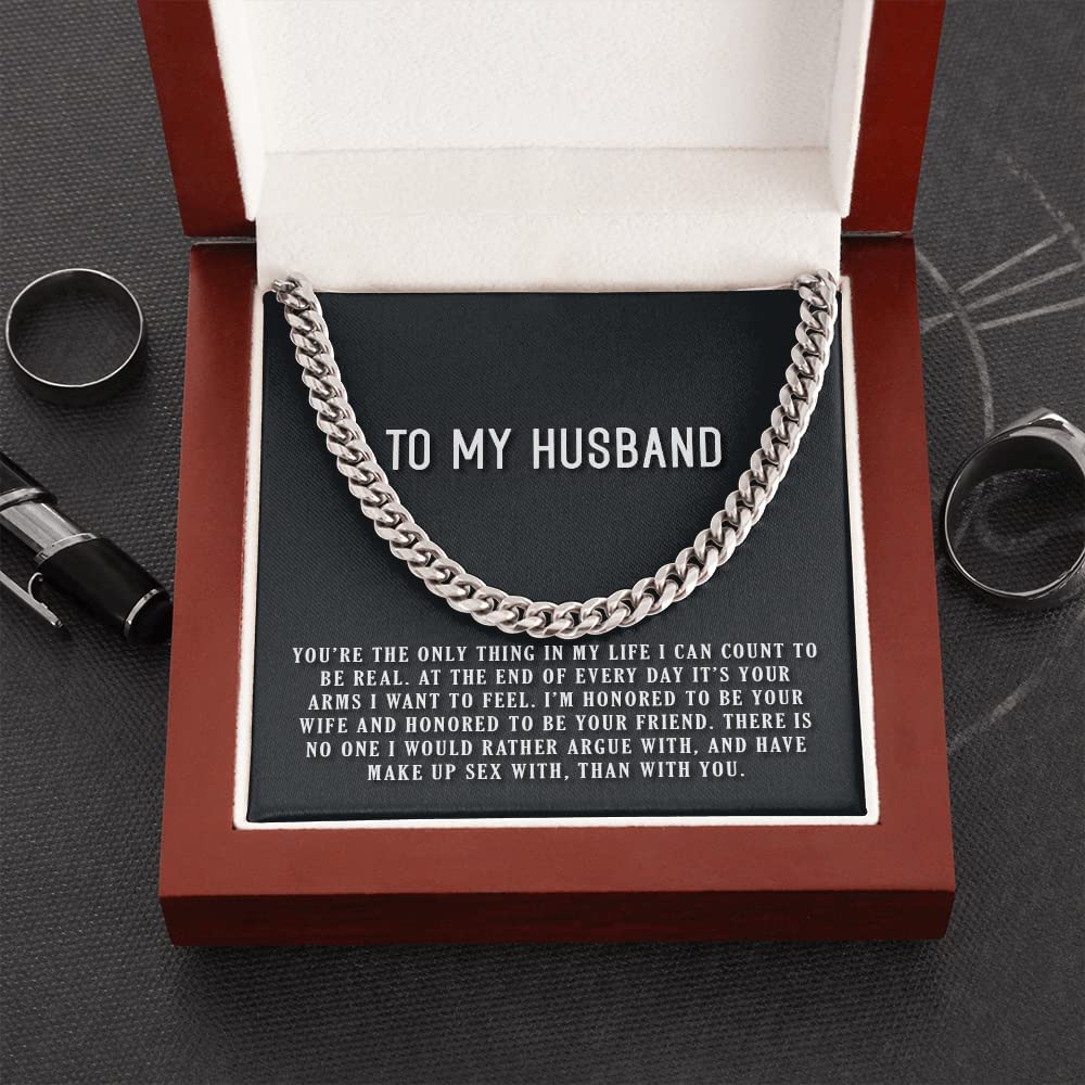 Personalized Message Card Cuban Link Chain Necklace To My Husband You're The Only Thing In My Life Cuban Link Chain