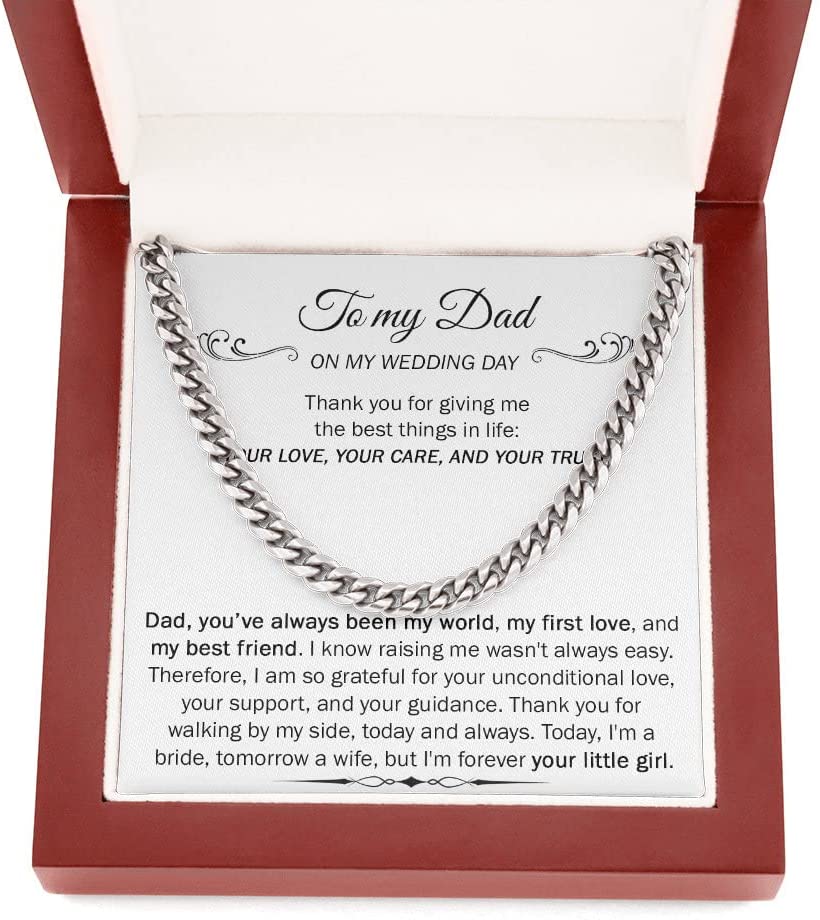 To My Dad Gift on My Wedding Day Cuban Link Chain Necklace for My Dad Father Wedding Gift Ideas from Daughter Father