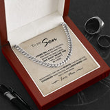 To My Son from Mom Necklace Stand tall even if you fall - Son Jewelry, Cuban Chain Necklace for Son, Mother to Son Gifts