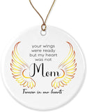 Loss Of Mother Sympathy Ornament Condolence Gift Idea Mothers Gold Angel Wings Death Anniversary Remembrance Memorial Family Friends Keepsake Decoration Present Porcelain One Side