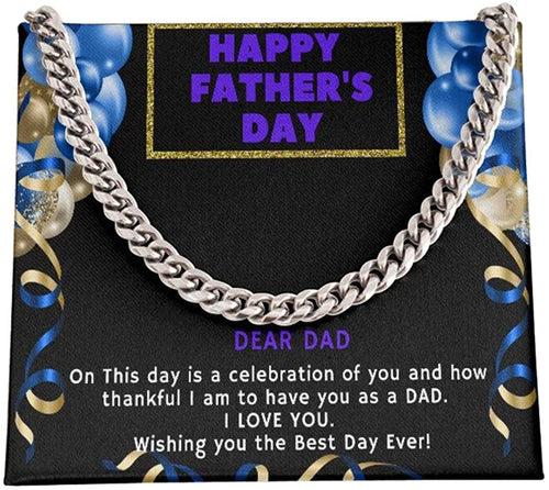 Dear Dad Happy Fathers Day On This Day Cuban Link Chain Necklace For Dad Necklace For Father's Day Gift For Father's