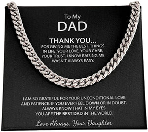 To My Dad Thank You Cuban Link Chain Necklace For Dad Necklace For Father's Day Gift For Father's Day Cuban Link