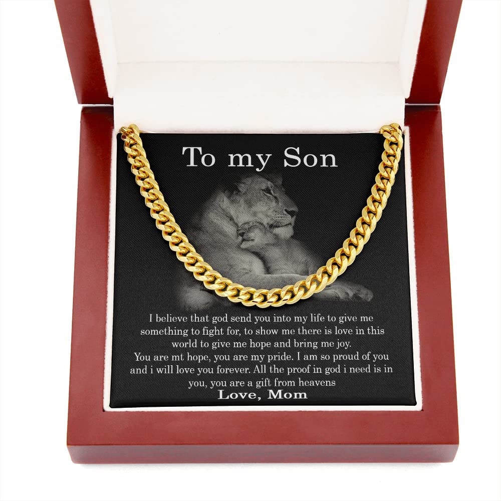 to My Son Necklace from Mom I Believe That God Send You Into My Life Cuban Link Chain Necklace Gift to My Son for