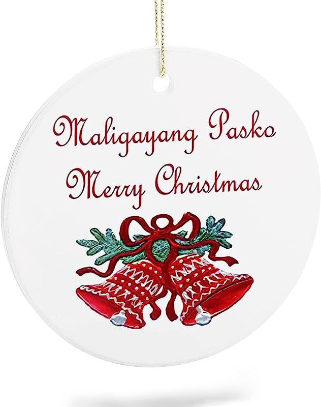 Christmas Decoration Ornament Maligayang Pasko Merry Christmas In Filipino Ornaments Xmas Tree Hanging Decoration For New Year Holiday 3 Inch Ceramic Ornament