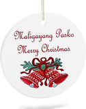 Christmas Decoration Ornament Maligayang Pasko Merry Christmas In Filipino Ornaments Xmas Tree Hanging Decoration For New Year Holiday 3 Inch Ceramic Ornament