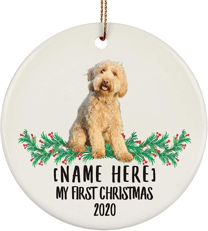Lovesout Personalized Name Custom Year Labradoodle Golden New Years 2024 Decorations Gifts First  Christmas Tree Ornaments Ceramic Circle