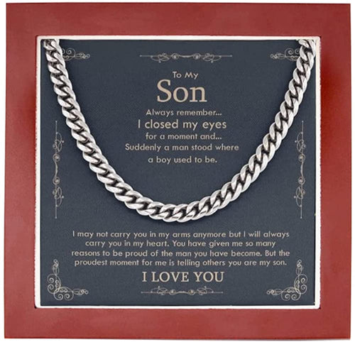 To My Son From Mom Necklace - Son Jewelry Necklace Gift For Son From Mom Small Cross Necklace For Men Boy Cuban Chain