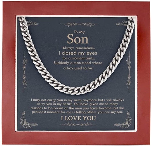 To My Son From Mom Necklace - Son Jewelry Necklace Gift For Son From Mom Small Cross Necklace For Men Boy Cuban Chain
