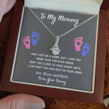 Baby Heart-Feet Alluring Beauty Necklace with Message Card and Gift Box Baby Feet Footprints Necklace for Expecting Mom XL015C