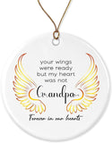 Loss Of Grandpa Sympathy Ornament Condolence Gift Idea Grandpas Gold Angel Wings Death Anniversary Remembrance Memorial Family Friends Keepsake Decoration Present Porcelain, White