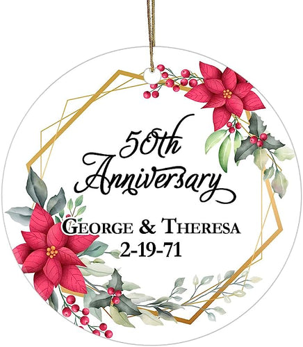 Personalized Wedding Anniversary Christmas Ornament