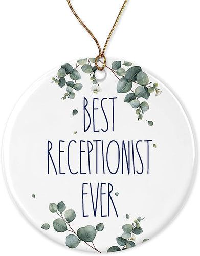 Receptionist Ornament, Best Receptionist Ever Ornament, Best Receptionist Christmas Ornament, Gift For Receptionist, Birthday Gift, Anniversary, Christmas Ceramic Ornament Printed On Both Sides