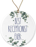 Receptionist Ornament, Best Receptionist Ever Ornament, Best Receptionist Christmas Ornament, Gift For Receptionist, Birthday Gift, Anniversary, Christmas Ceramic Ornament Printed On Both Sides