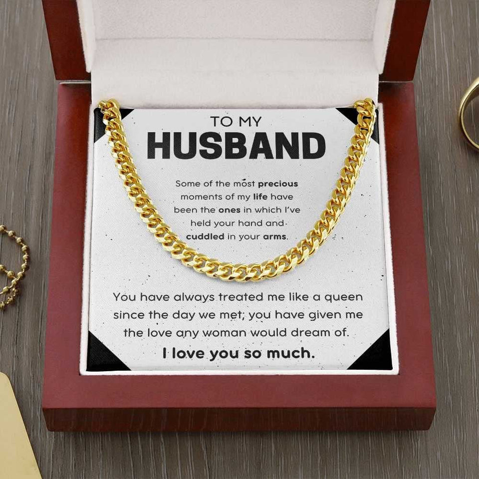 To My Husband Cuban Link Chain Necklace for Husband from Wife Husband Anniversary Husband Valentines Day Gift
