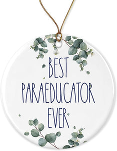 Paraeducator Ornament, Best Ever Christmas Gift For Paraeducator, Birthday Gift, Anniversary, Ceramic Ornament Printed On Both Sides White