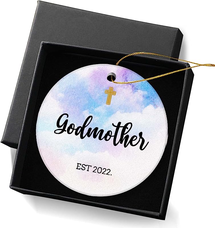Christmas Ornament  For New Godmother Keepsake Christmas Ornament Best Godmother Gifts Christmas Tree Ornaments 2.95In With Gift Box -Godmother Est 